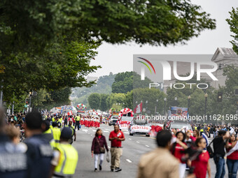 A parade takes place in Washington, DC, USA, on September 29, 2024, for Hispanic Heritage Month. (