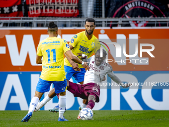 RKC player Yassin Oukili and AFC Ajax Amsterdam forward Bertrand Traore during the match RKC vs. Ajax at the Mandemakers Stadium for the Dut...