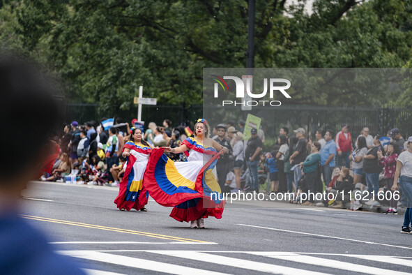 A parade takes place in Washington, DC, USA, on September 29, 2024, for Hispanic Heritage Month. 