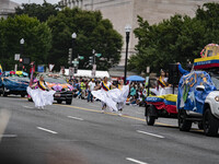 A parade takes place in Washington, DC, USA, on September 29, 2024, for Hispanic Heritage Month. (