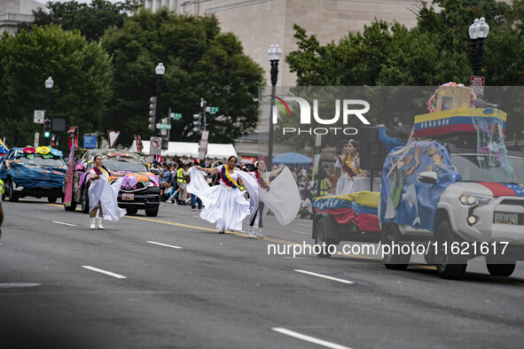 A parade takes place in Washington, DC, USA, on September 29, 2024, for Hispanic Heritage Month. 