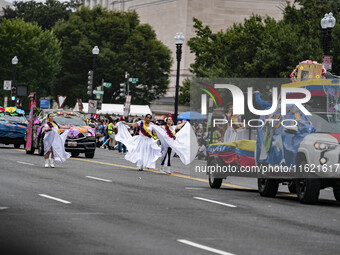 A parade takes place in Washington, DC, USA, on September 29, 2024, for Hispanic Heritage Month. (