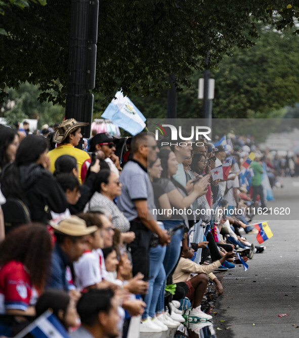 A parade takes place in Washington, DC, USA, on September 29, 2024, for Hispanic Heritage Month. 