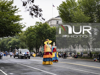 A parade takes place in Washington, DC, USA, on September 29, 2024, for Hispanic Heritage Month. (