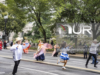 A parade takes place in Washington, DC, USA, on September 29, 2024, for Hispanic Heritage Month. (