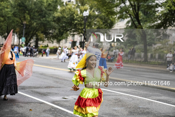 A parade takes place in Washington, DC, USA, on September 29, 2024, for Hispanic Heritage Month. 