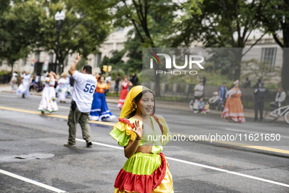 A parade takes place in Washington, DC, USA, on September 29, 2024, for Hispanic Heritage Month. 