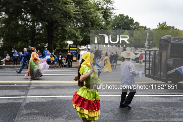 A parade takes place in Washington, DC, USA, on September 29, 2024, for Hispanic Heritage Month. 