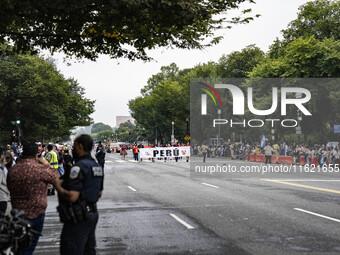 A parade takes place in Washington, DC, USA, on September 29, 2024, for Hispanic Heritage Month. (