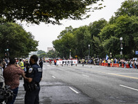 A parade takes place in Washington, DC, USA, on September 29, 2024, for Hispanic Heritage Month. (