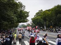 A parade takes place in Washington, DC, USA, on September 29, 2024, for Hispanic Heritage Month. (