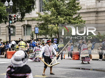 A parade takes place in Washington, DC, USA, on September 29, 2024, for Hispanic Heritage Month. (