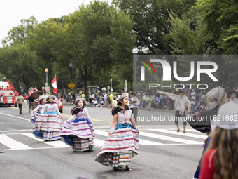 A parade takes place in Washington, DC, USA, on September 29, 2024, for Hispanic Heritage Month. (