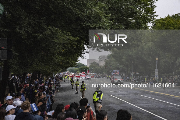 A parade takes place in Washington, DC, USA, on September 29, 2024, for Hispanic Heritage Month. 