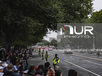 A parade takes place in Washington, DC, USA, on September 29, 2024, for Hispanic Heritage Month. (