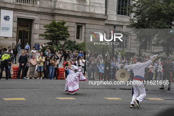 A parade takes place in Washington, DC, USA, on September 29, 2024, for Hispanic Heritage Month. 