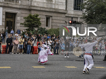 A parade takes place in Washington, DC, USA, on September 29, 2024, for Hispanic Heritage Month. (