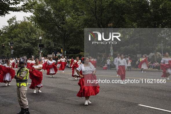 A parade takes place in Washington, DC, USA, on September 29, 2024, for Hispanic Heritage Month. 