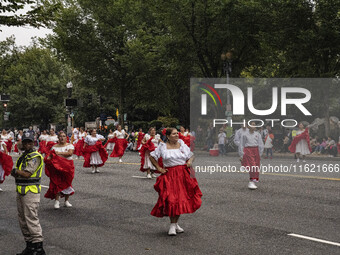 A parade takes place in Washington, DC, USA, on September 29, 2024, for Hispanic Heritage Month. (