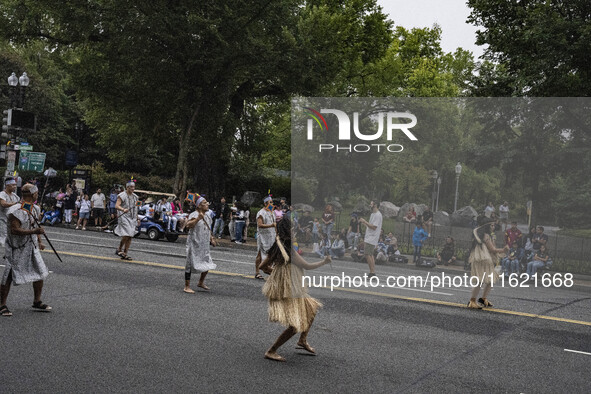 A parade takes place in Washington, DC, USA, on September 29, 2024, for Hispanic Heritage Month. 