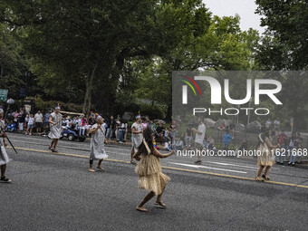 A parade takes place in Washington, DC, USA, on September 29, 2024, for Hispanic Heritage Month. (