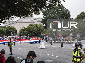 A parade takes place in Washington, DC, USA, on September 29, 2024, for Hispanic Heritage Month. (