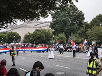 A parade takes place in Washington, DC, USA, on September 29, 2024, for Hispanic Heritage Month. (