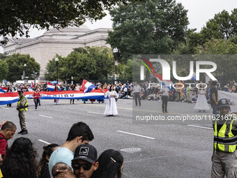 A parade takes place in Washington, DC, USA, on September 29, 2024, for Hispanic Heritage Month. (