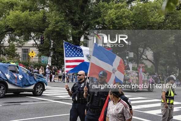 A parade takes place in Washington, DC, USA, on September 29, 2024, for Hispanic Heritage Month. 