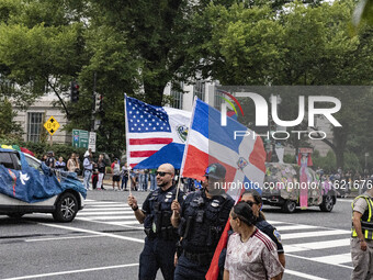 A parade takes place in Washington, DC, USA, on September 29, 2024, for Hispanic Heritage Month. (