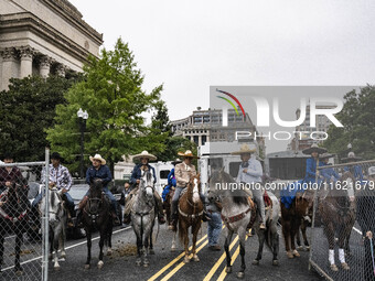 A parade takes place in Washington, DC, USA, on September 29, 2024, for Hispanic Heritage Month. (