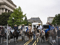 A parade takes place in Washington, DC, USA, on September 29, 2024, for Hispanic Heritage Month. (