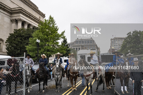 A parade takes place in Washington, DC, USA, on September 29, 2024, for Hispanic Heritage Month. 