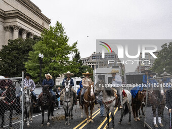 A parade takes place in Washington, DC, USA, on September 29, 2024, for Hispanic Heritage Month. (