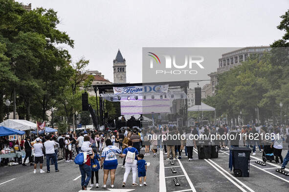 A parade takes place in Washington, DC, USA, on September 29, 2024, for Hispanic Heritage Month. 