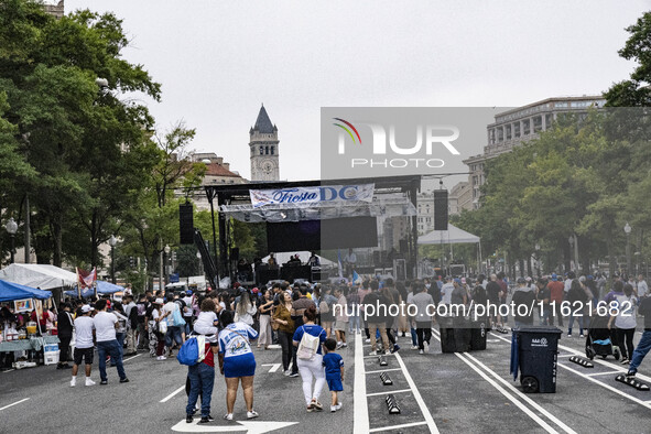 A parade takes place in Washington, DC, USA, on September 29, 2024, for Hispanic Heritage Month. 