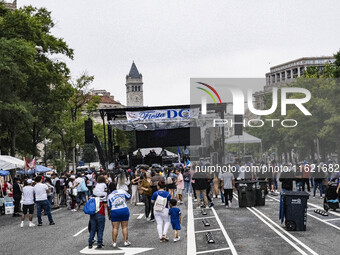 A parade takes place in Washington, DC, USA, on September 29, 2024, for Hispanic Heritage Month. (