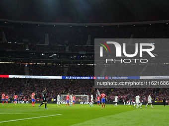 The players retire because of the temporary suspension of the match due to the throwing of objects.during the LaLiga match between Atletico...