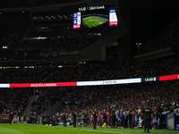 The players retire because of the temporary suspension of the match due to the throwing of objects.during the LaLiga match between Atletico...