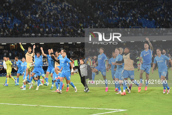 Players of SSC Napoli celebrates at the end of  the Serie A match between SSC Napoli and AC Monza at Stadio Diego Armando Maradona Naples It...