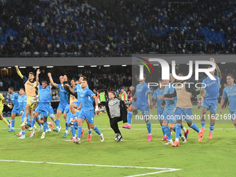 Players of SSC Napoli celebrates at the end of  the Serie A match between SSC Napoli and AC Monza at Stadio Diego Armando Maradona Naples It...