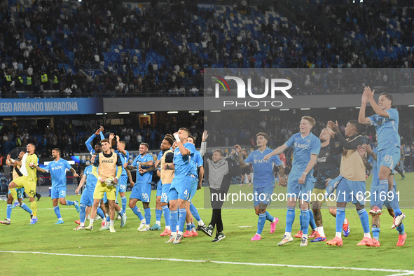 Players of SSC Napoli celebrates at the end of  the Serie A match between SSC Napoli and AC Monza at Stadio Diego Armando Maradona Naples It...