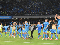 Players of SSC Napoli celebrates at the end of  the Serie A match between SSC Napoli and AC Monza at Stadio Diego Armando Maradona Naples It...