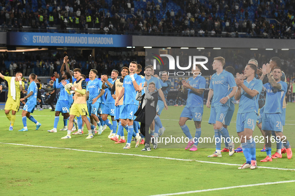 Players of SSC Napoli celebrates at the end of  the Serie A match between SSC Napoli and AC Monza at Stadio Diego Armando Maradona Naples It...