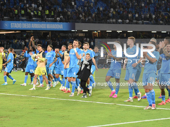 Players of SSC Napoli celebrates at the end of  the Serie A match between SSC Napoli and AC Monza at Stadio Diego Armando Maradona Naples It...