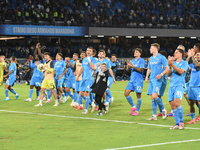 Players of SSC Napoli celebrates at the end of  the Serie A match between SSC Napoli and AC Monza at Stadio Diego Armando Maradona Naples It...