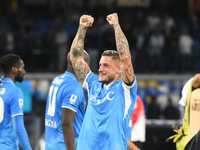 Pasquale Mazzocchi of SSC Napoli celebrates at the end of the Serie A match between SSC Napoli and AC Monza at Stadio Diego Armando Maradona...