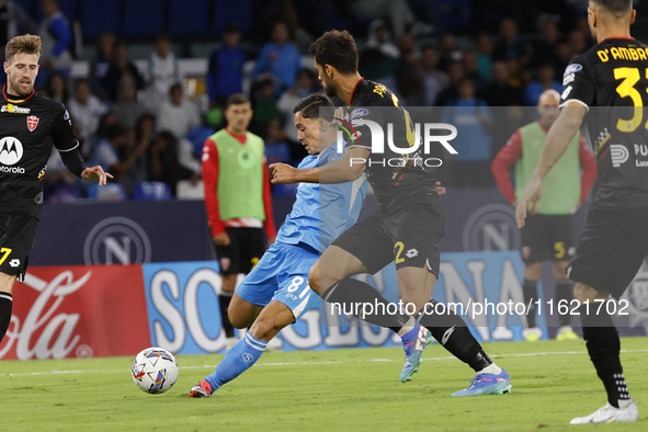 Napoli's Giacomo Raspadori during the Serie A soccer match between SSC Napoli and Monza at Stadio Maradona in Naples, Italy, on September 29...