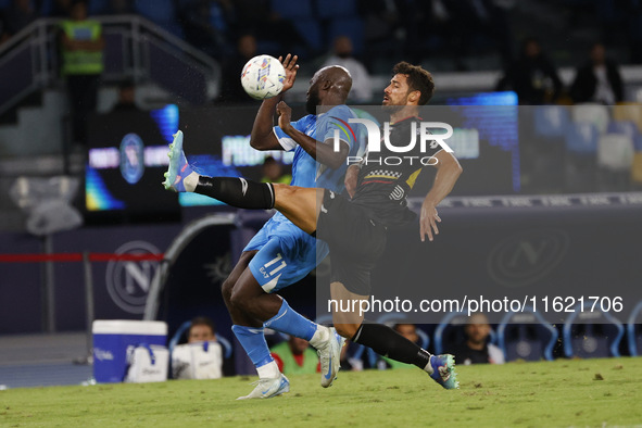 Monza's Matteo Pessina and Napoli's Romelu Lukaku during the Serie A soccer match SSC Napoli vs. Monza at Stadio Maradona in Naples, Italy,...