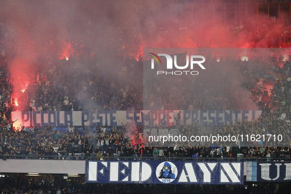 Napoli fans attend the Serie A soccer match between SSC Napoli and Monza at Stadio Maradona in Naples, Italy, on September 29, 2024. 